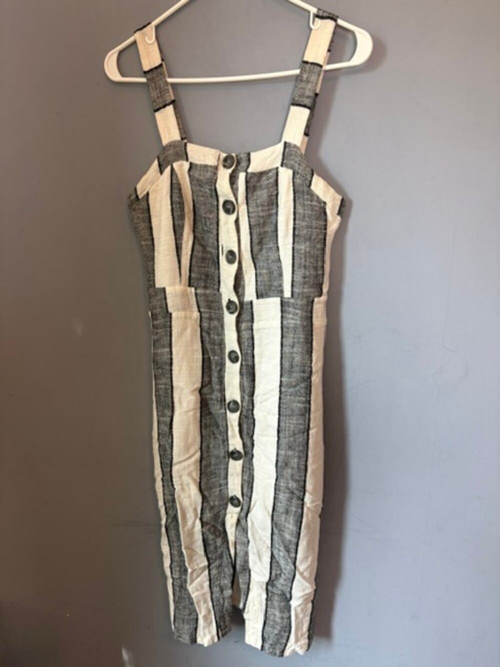 Urban Romantics Women’s Gray White Striped Jumpsuit Size M